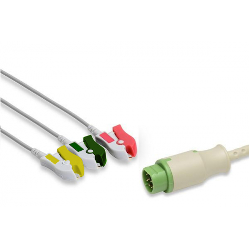 Kabel kompletny EKG do Siemens, 3 odprowadzenia, klamra, wtyk 10 pin